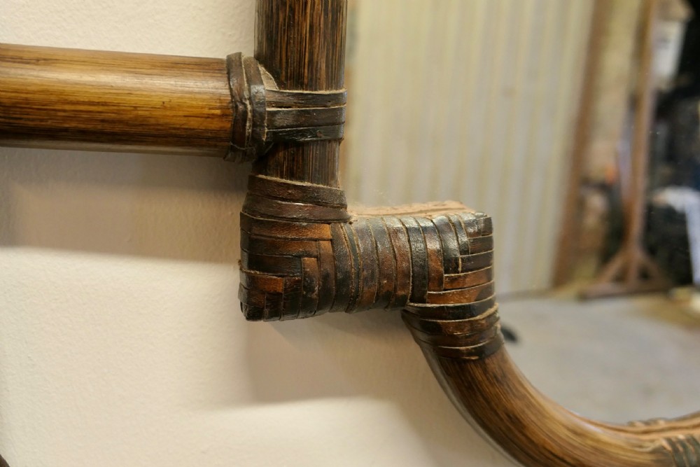 Large Antique Bamboo Wall Mirror View VIII
