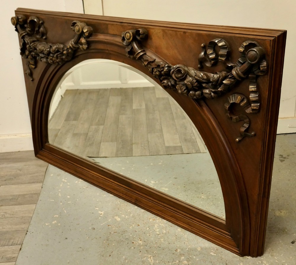 A Superb Large Carved Walnut Overmantel Mirror   View III