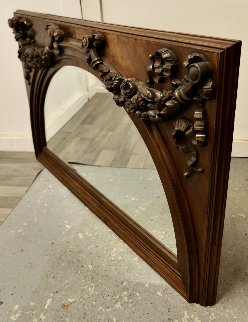 A Superb Large Carved Walnut Overmantel Mirror   View IX