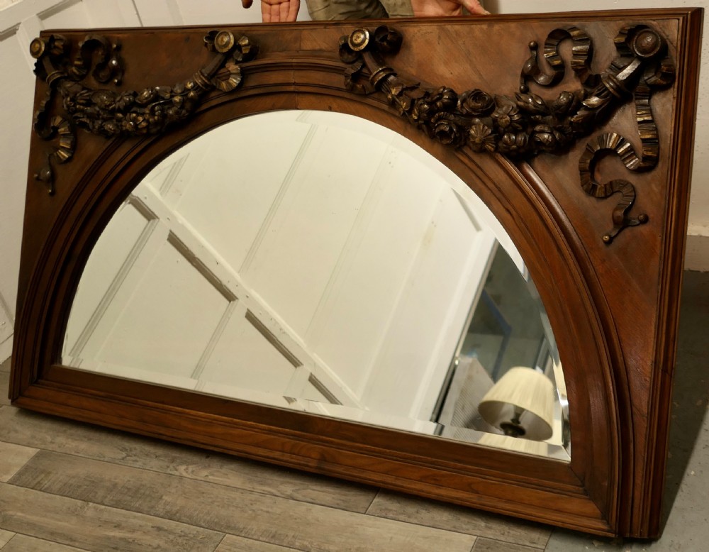 A Superb Large Carved Walnut Overmantel Mirror   View X