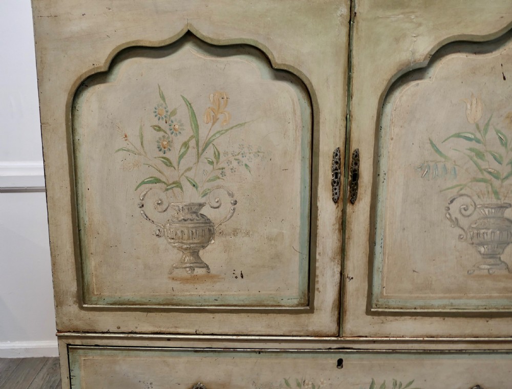 Large Regency Hand Painted Linen Press Cupboard View II
