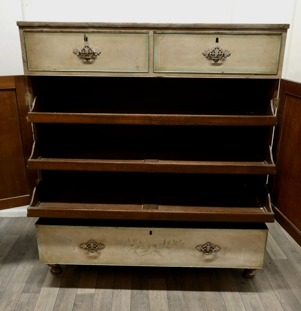 Large Regency Hand Painted Linen Press Cupboard View IX