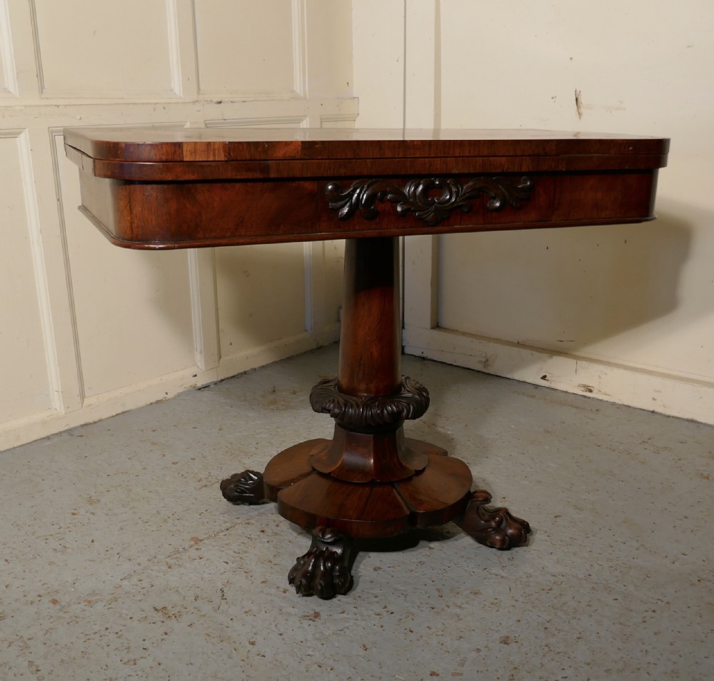 Superb WilliamIV Rosewood Folding Games or Card Table