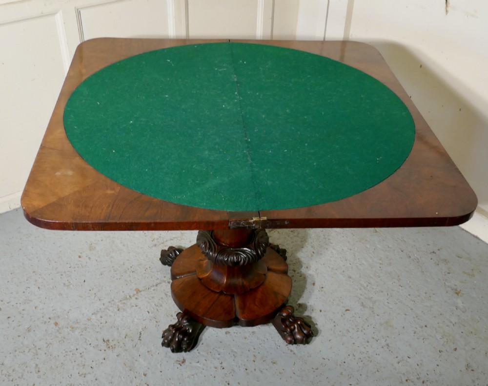 Superb WilliamIV Rosewood Folding Games or Card Table View V