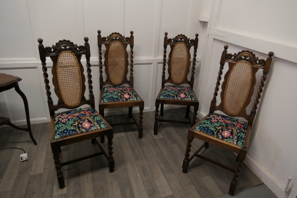 A Set of 4 Victorian Barley Twist Oak Dining Chairs   View II