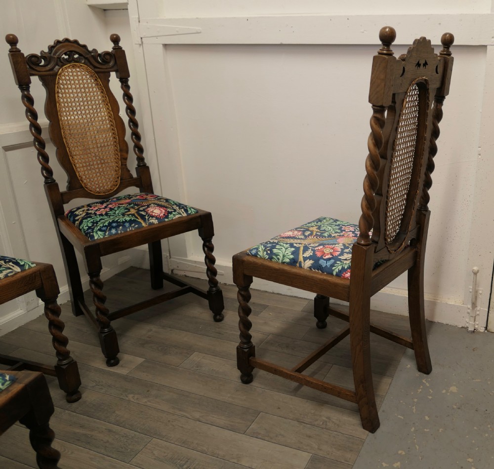 A Set of 4 Victorian Barley Twist Oak Dining Chairs   View VI
