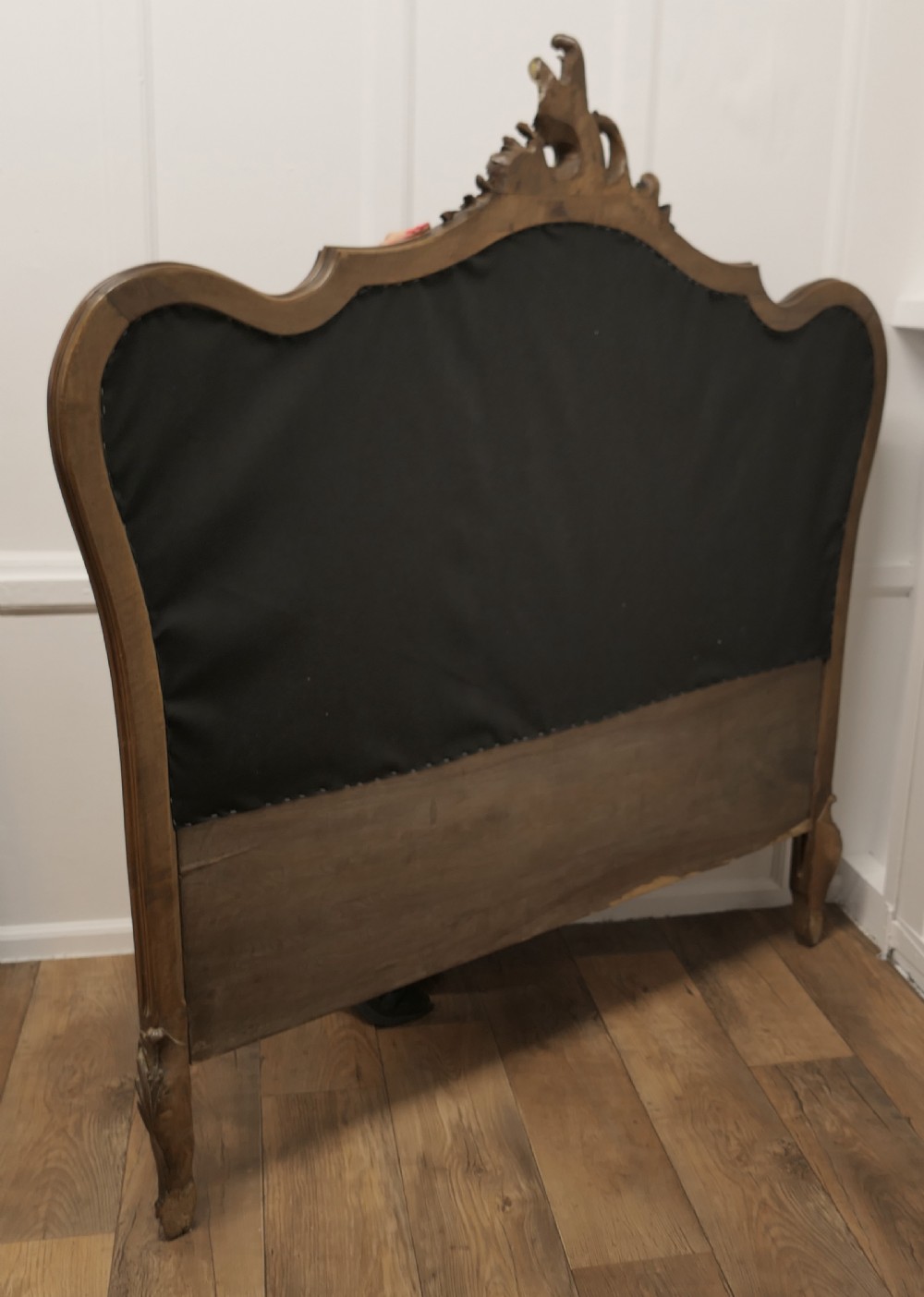 French Upholstered Bed Head, Deeply Buttoned in Teal Velvet  View VII