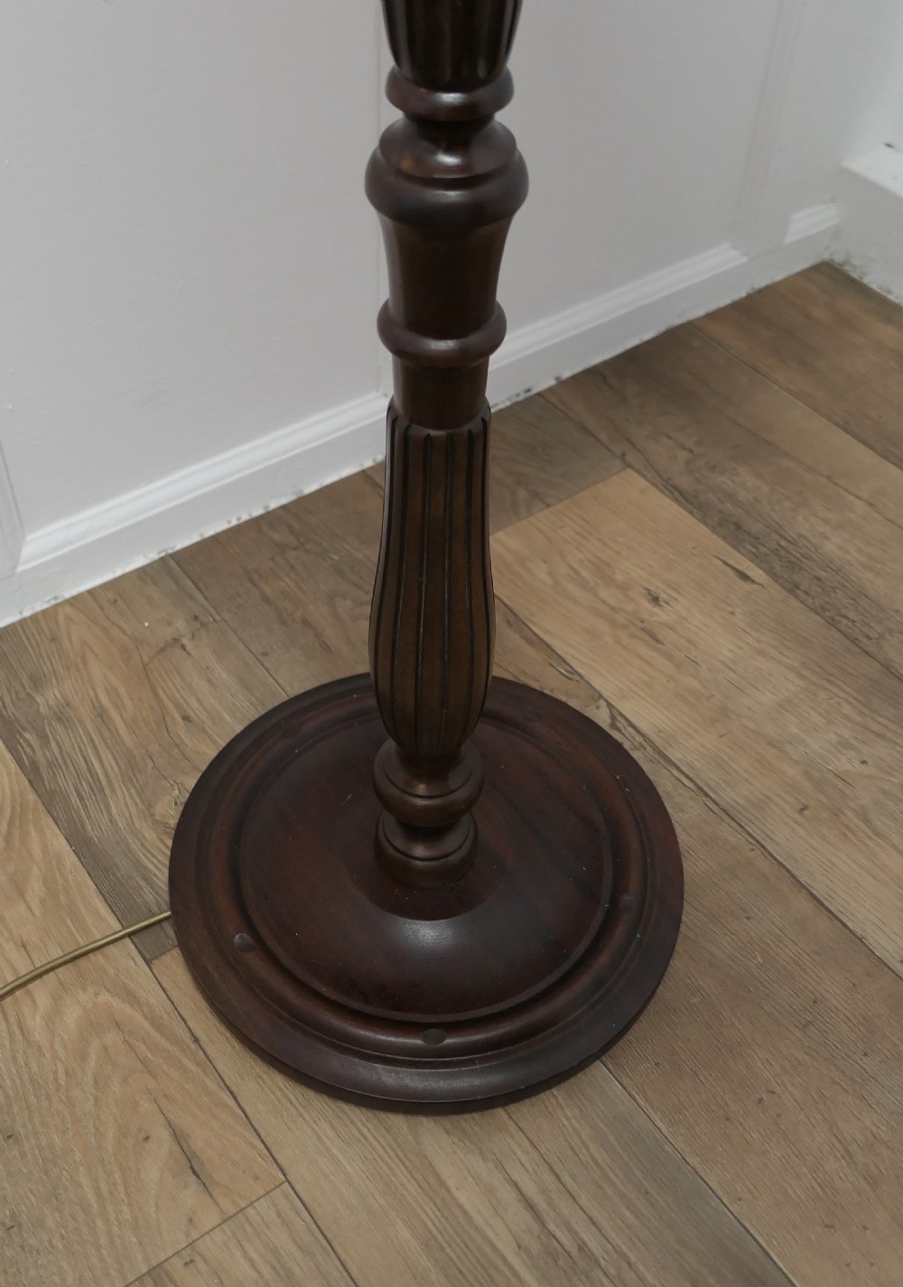 Turned and Fluted Walnut Floor Standing or Standard Lamp View II