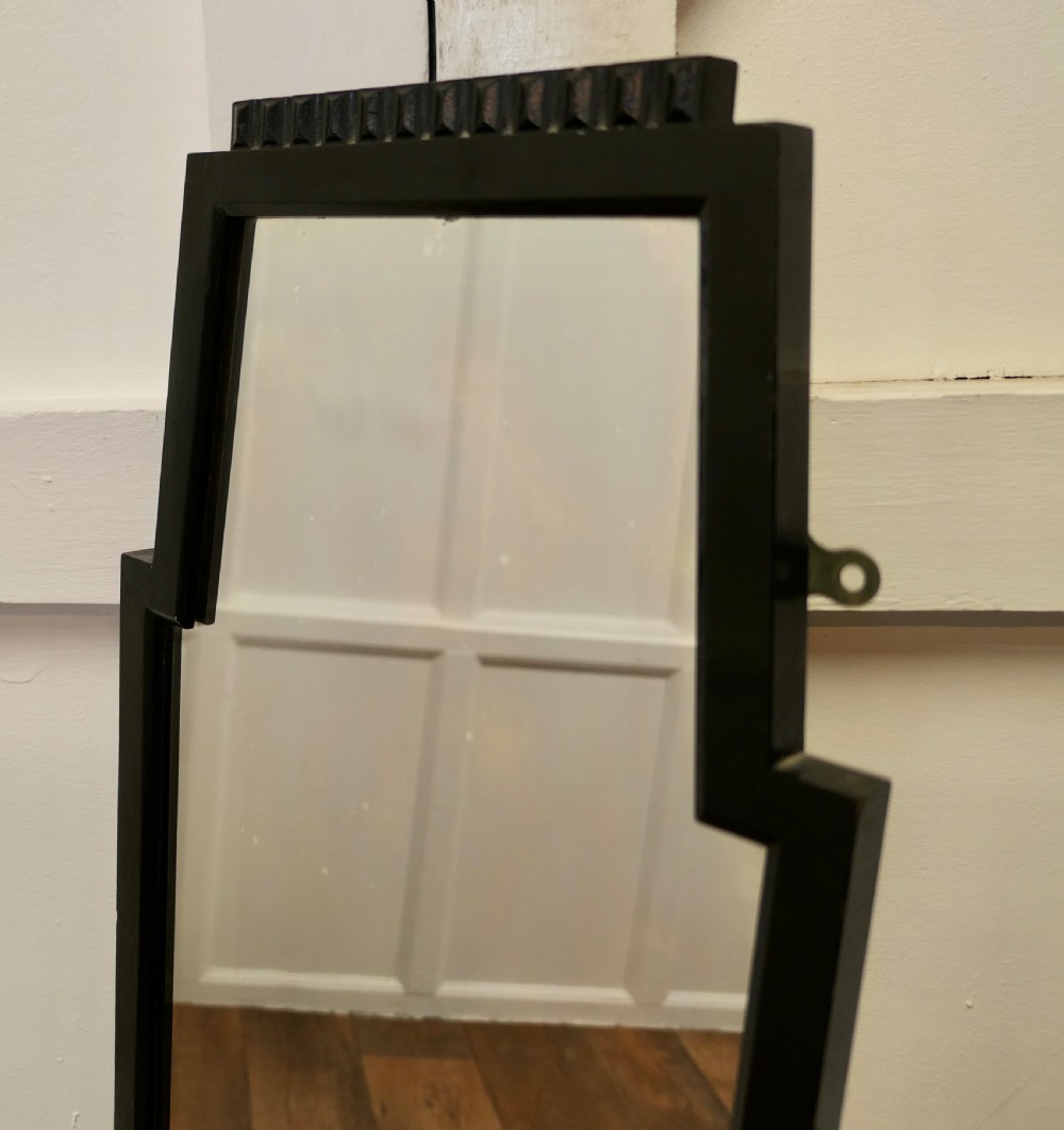 Art Deco Black Lacquer Tall Dressing Mirror View IV