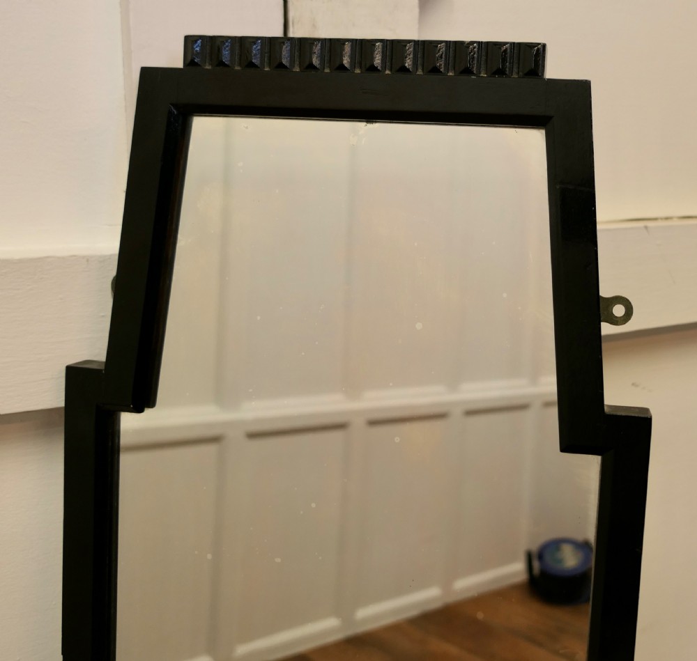 Art Deco Black Lacquer Tall Dressing Mirror View VI