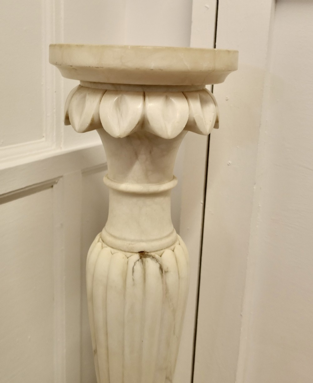 19th Century Carved White Marble Torchere  View III
