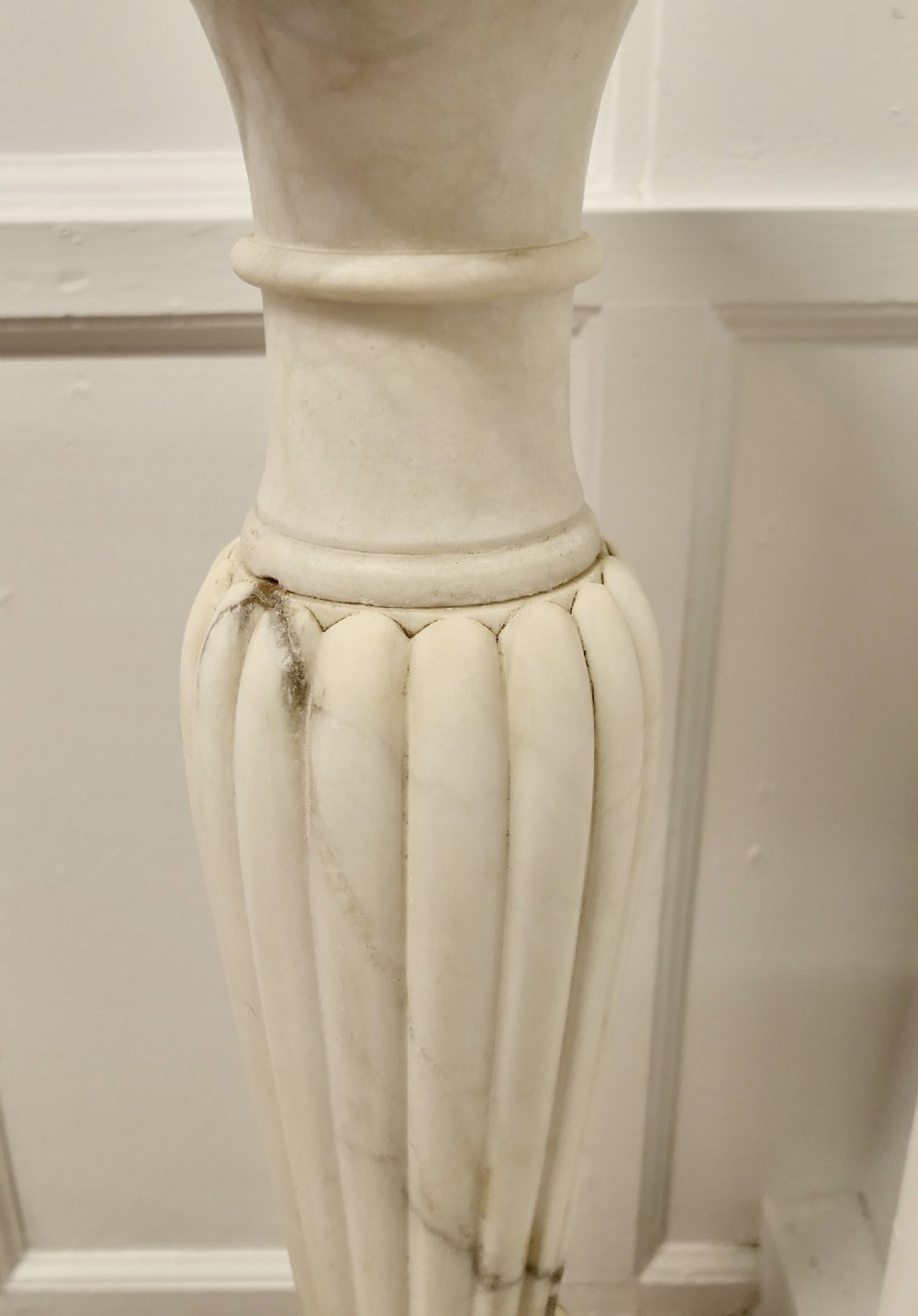 19th Century Carved White Marble Torchere  View VIII
