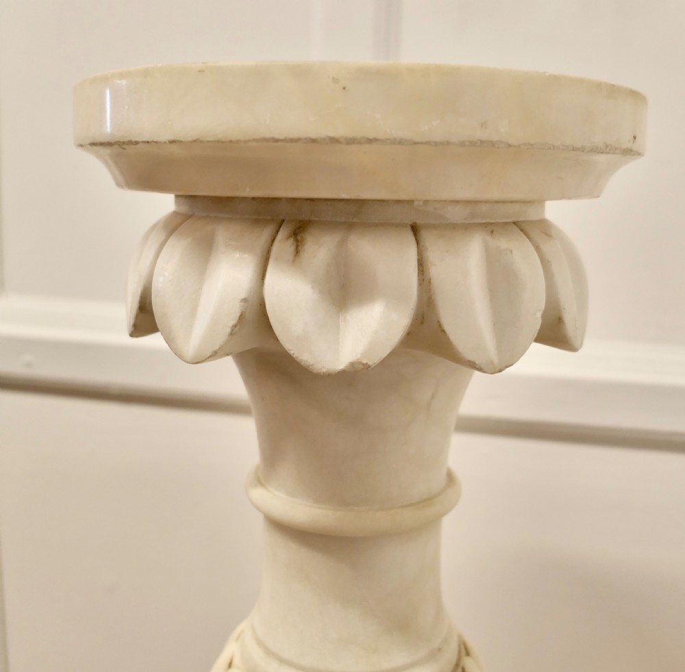 19th Century Carved White Marble Torchere  View IX