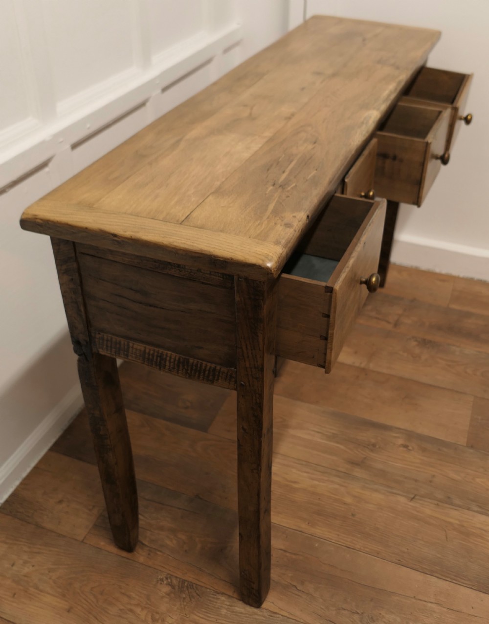 A Long Blonde Oak Hall Table  View IV