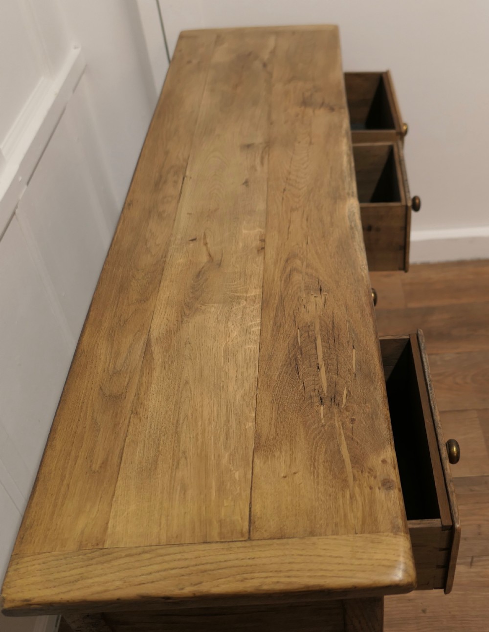 A Long Blonde Oak Hall Table  View V