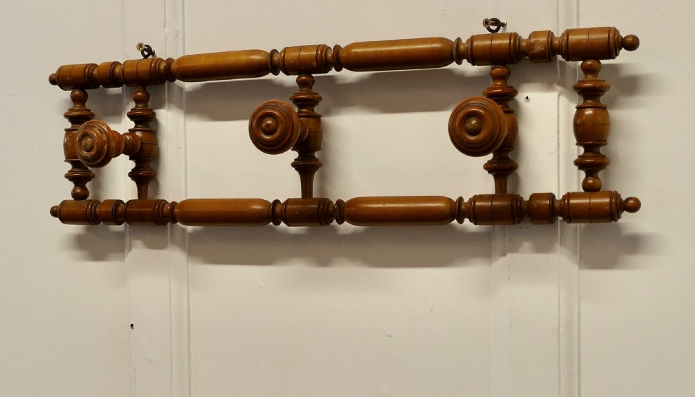 French Turned Beech Hat and Coat Rack