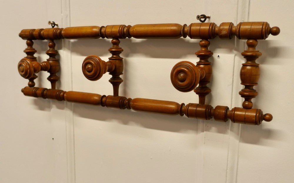 French Turned Beech Hat and Coat Rack View II