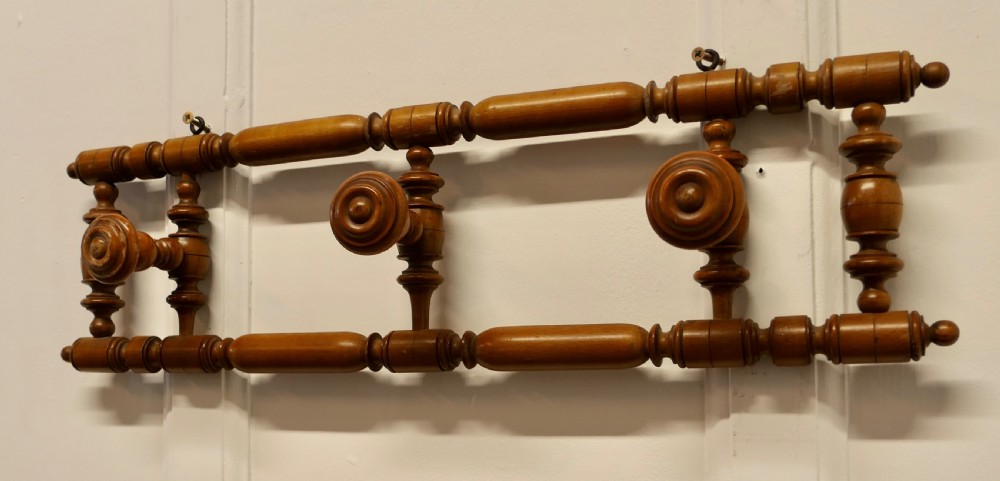 French Turned Beech Hat and Coat Rack View III