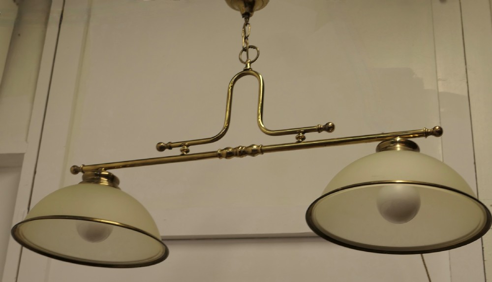 Superb Large Brass Twin Ceiling Light   View III