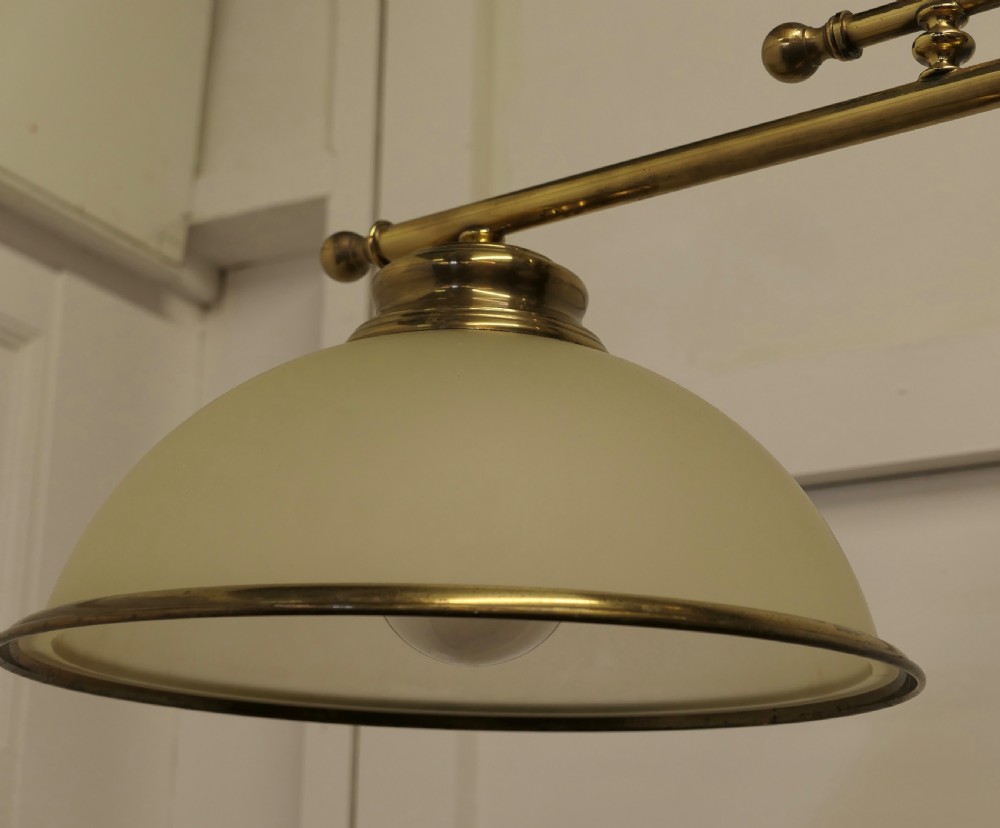 Superb Large Brass Twin Ceiling Light   View IV