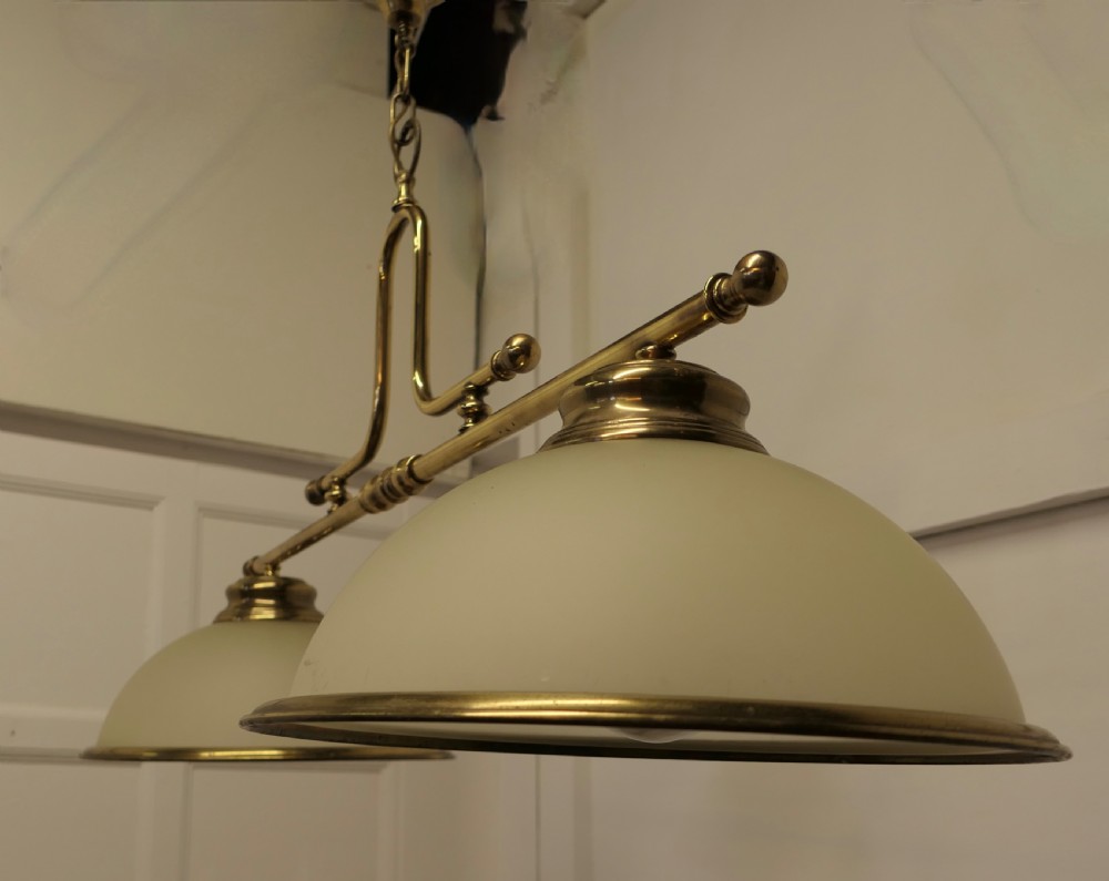 Superb Large Brass Twin Ceiling Light   View V