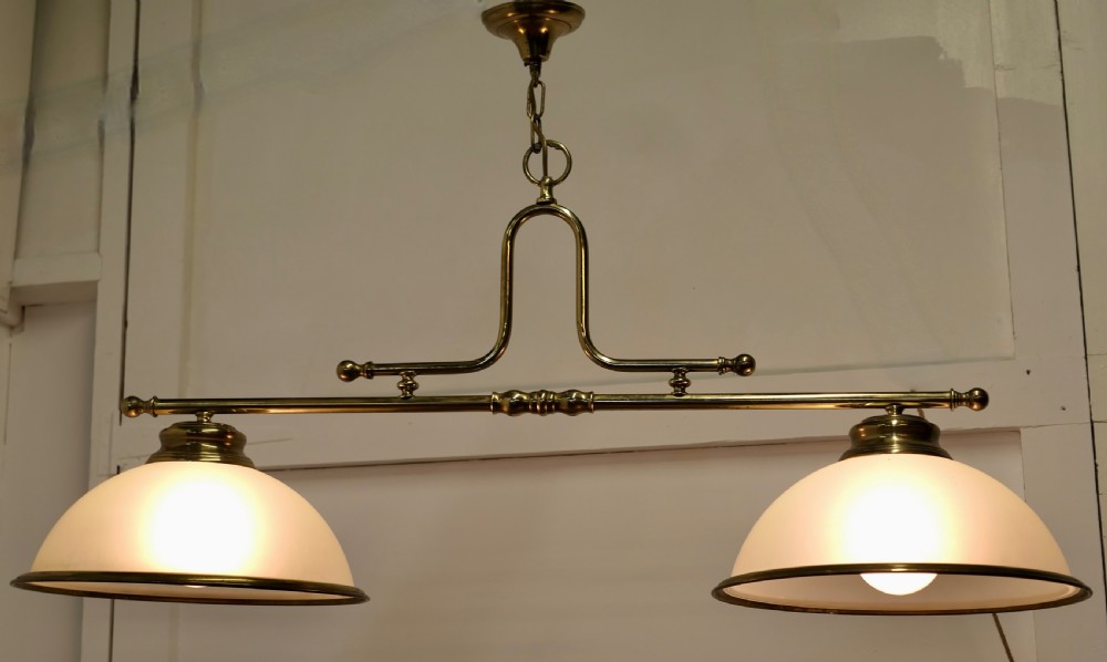 Superb Large Brass Twin Ceiling Light   View VI