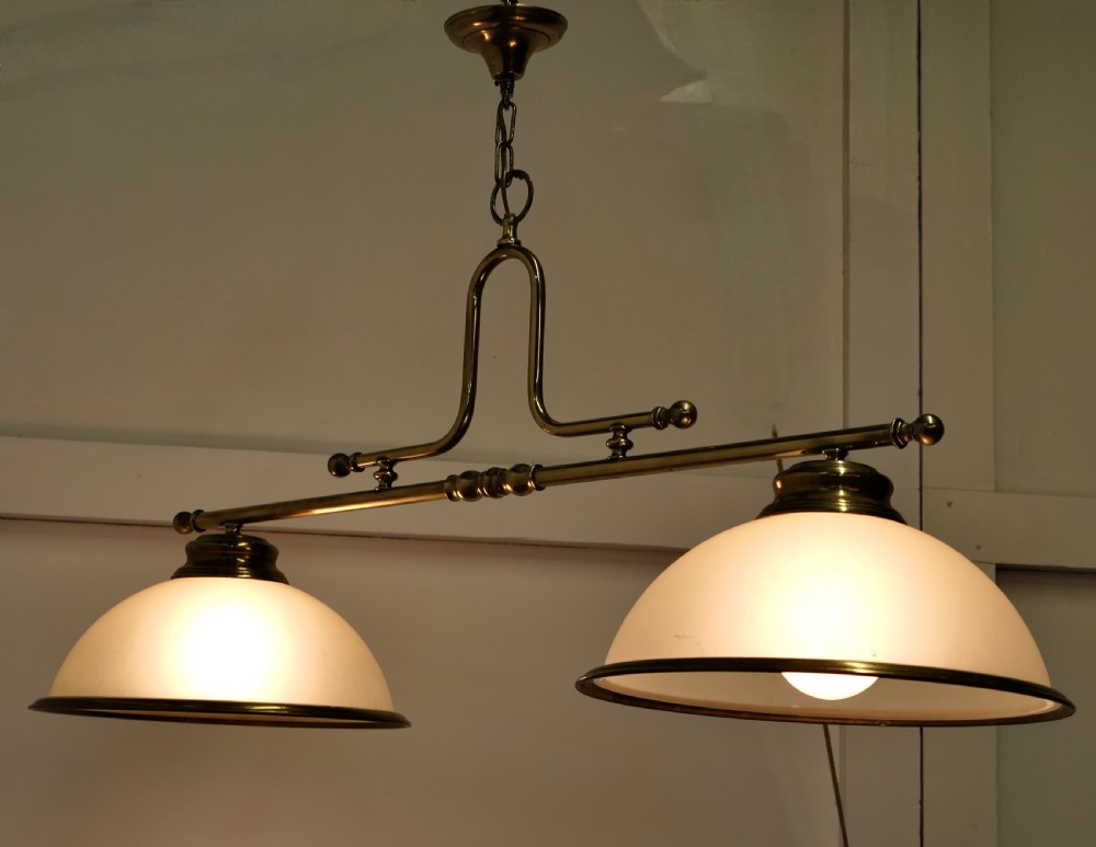 Superb Large Brass Twin Ceiling Light   View VII