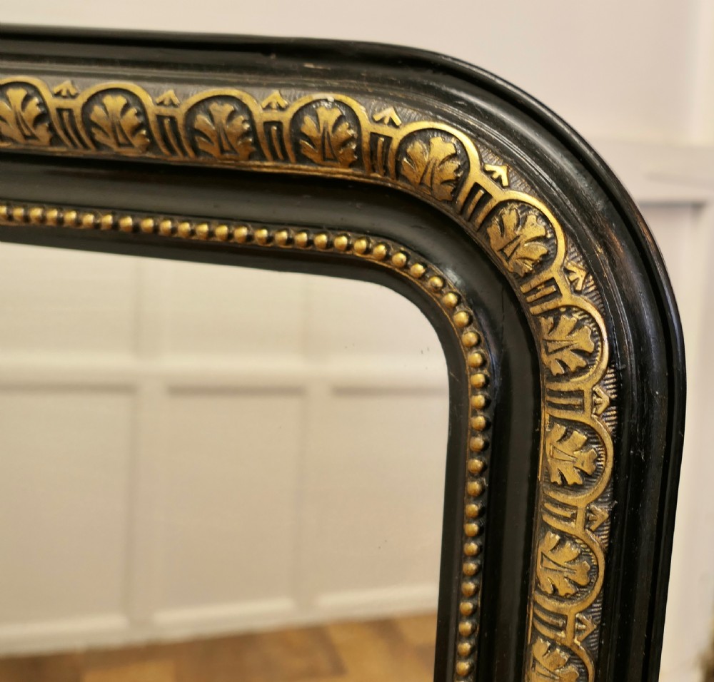 French 19th Century Black and Detailed Gold Louis Philippe Mirror View III