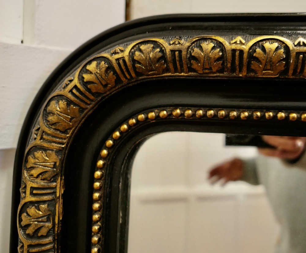 French 19th Century Black and Detailed Gold Louis Philippe Mirror View IV