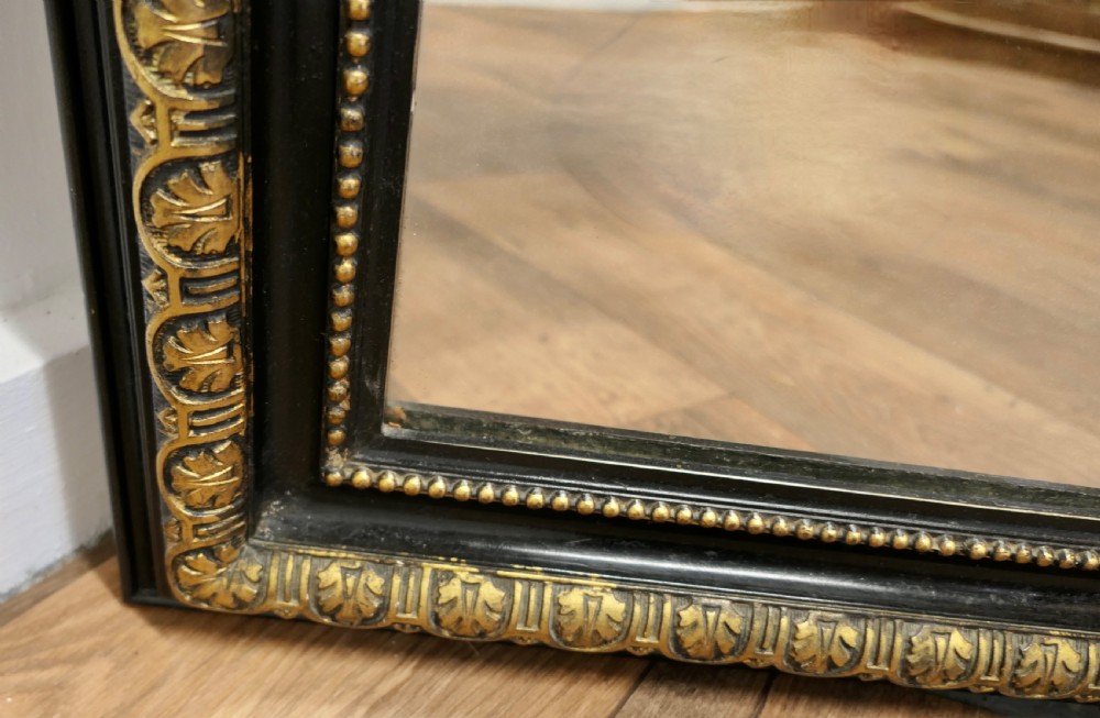 French 19th Century Black and Detailed Gold Louis Philippe Mirror View V