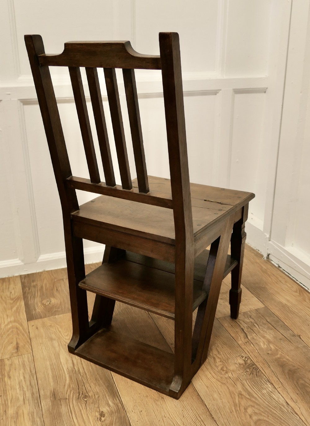 Edwardian Metamorphic Library Chair or Library Steps  View IV