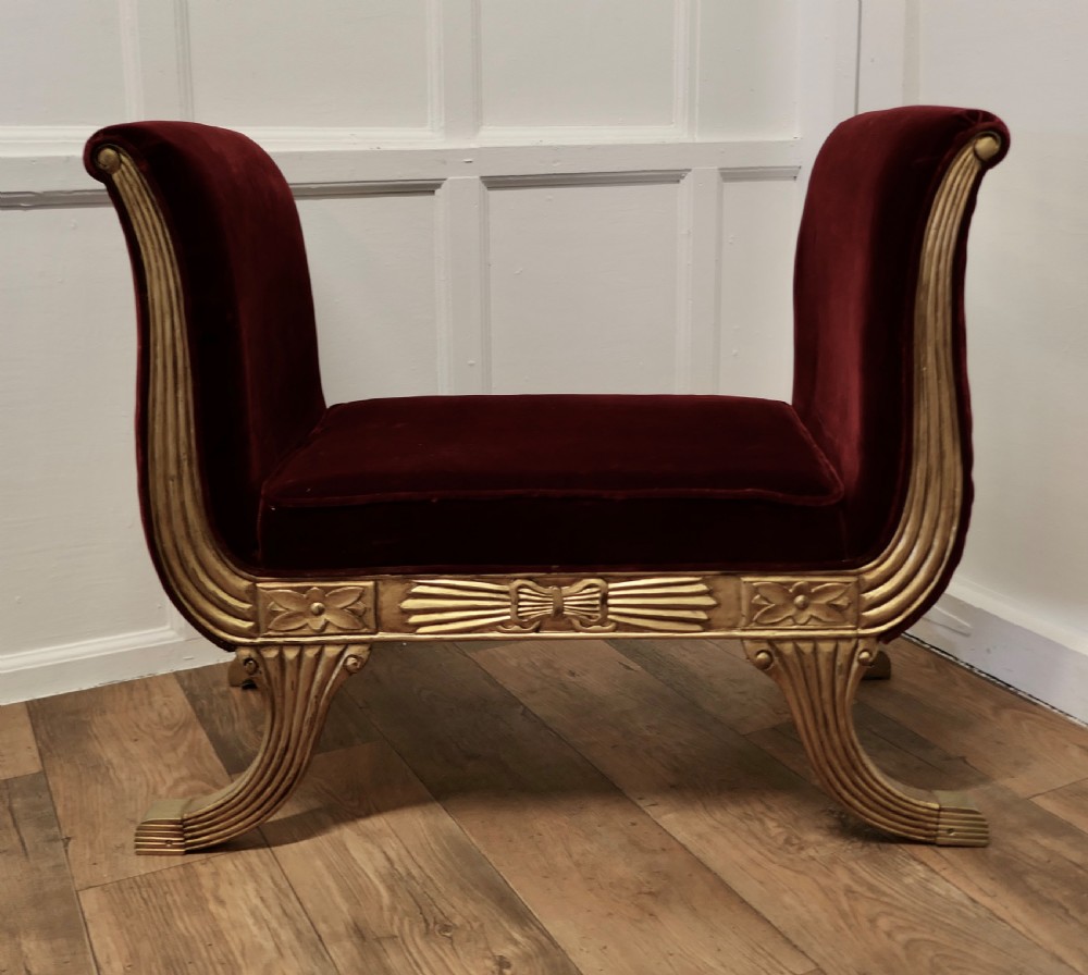 Art Deco Regency Style Window Seat or Salon Chaise