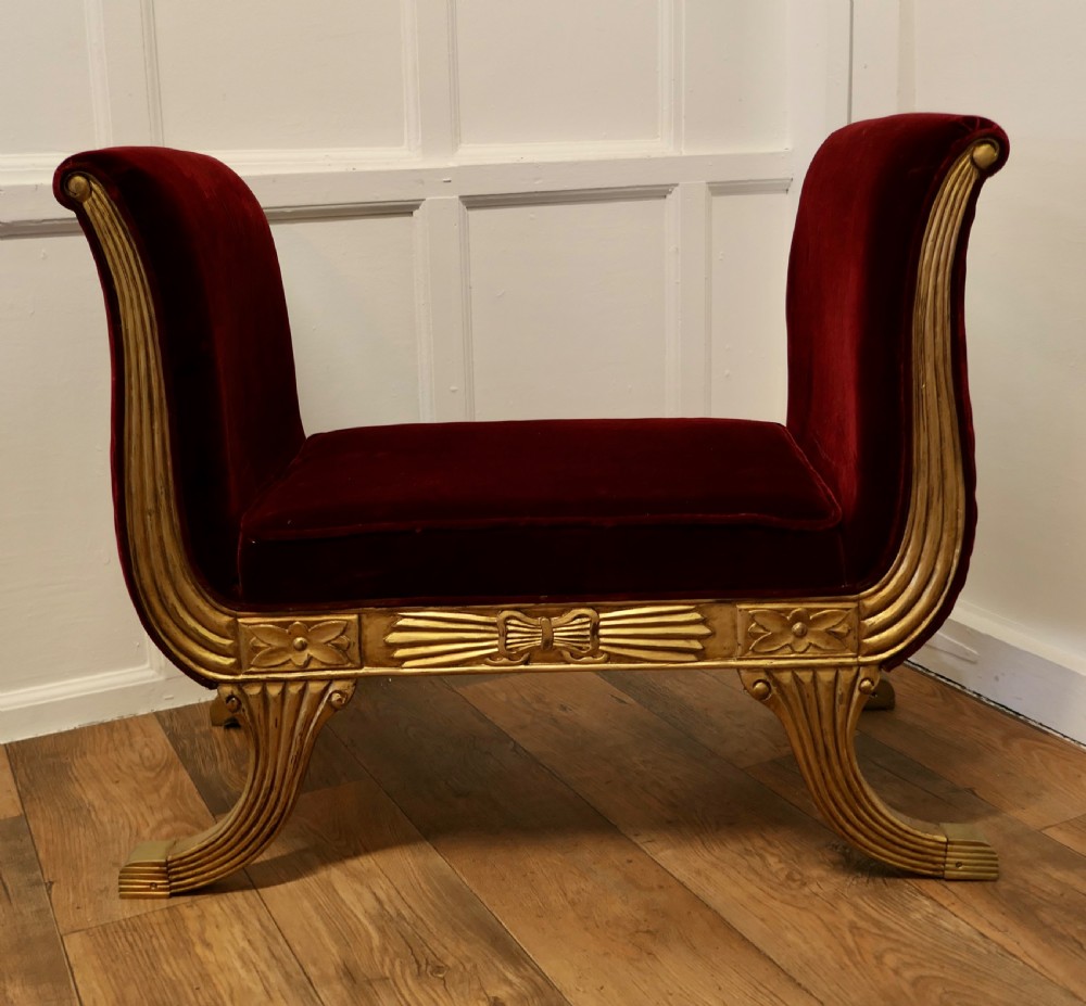Art Deco Regency Style Window Seat or Salon Chaise View II