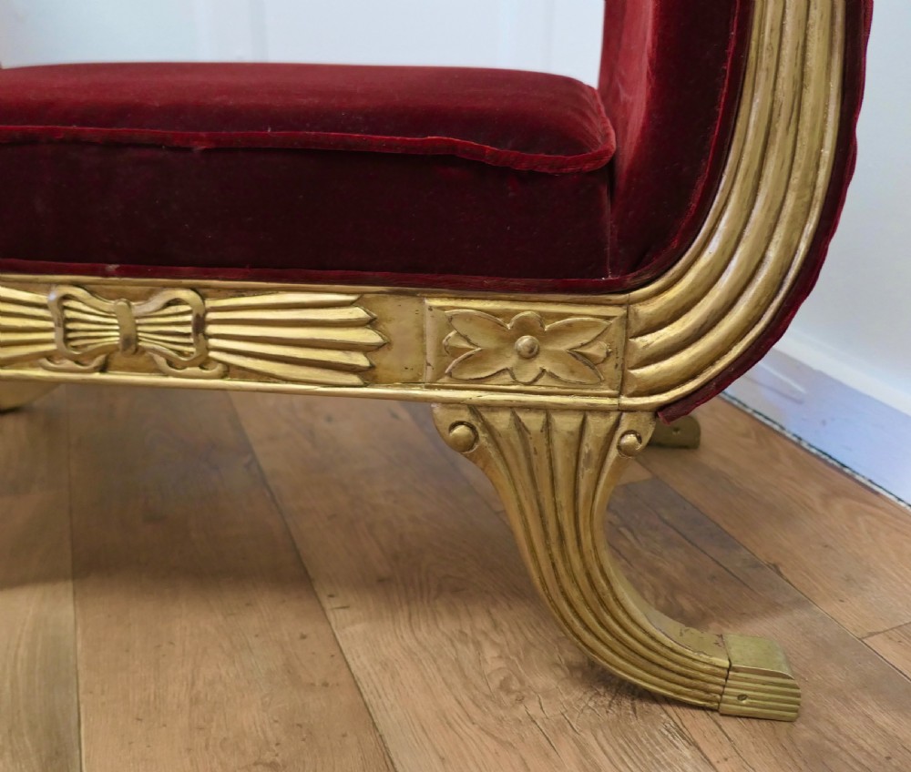 Art Deco Regency Style Window Seat or Salon Chaise View V