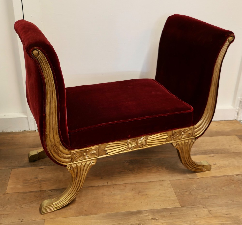 Art Deco Regency Style Window Seat or Salon Chaise View VI