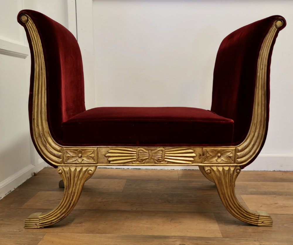 Art Deco Regency Style Window Seat or Salon Chaise View VIII