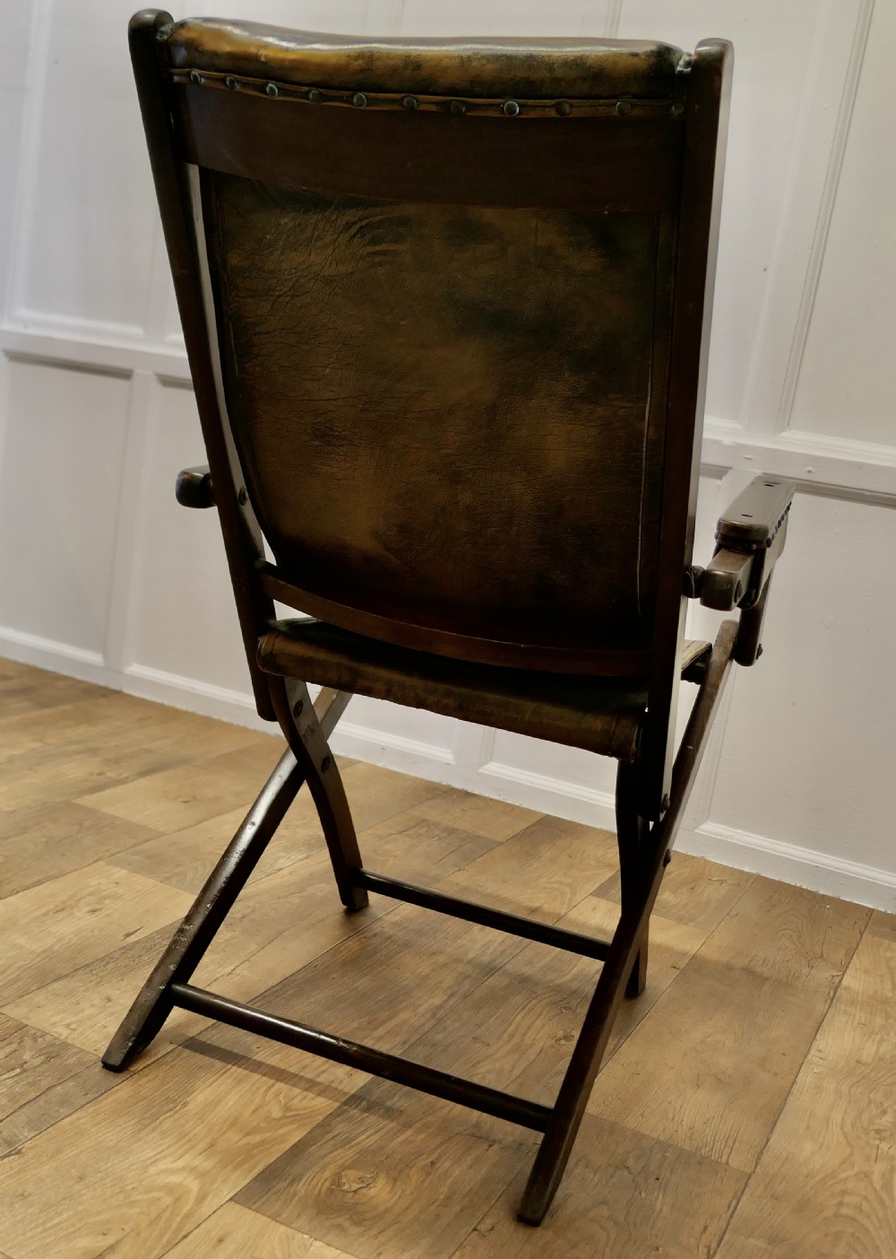 Edwardian Steamer Chair, Folding Leather Deck Chair View X