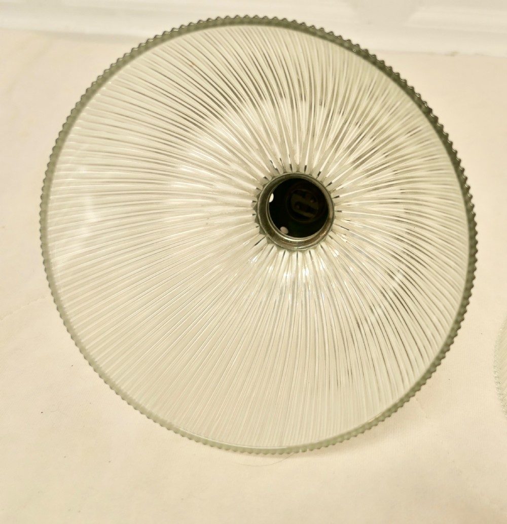 Pair of Edwardian Antique Holophane Ceiling Light Fittings  View III