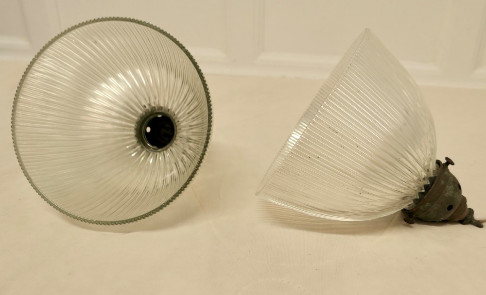 Pair of Edwardian Antique Holophane Ceiling Light Fittings  View IV