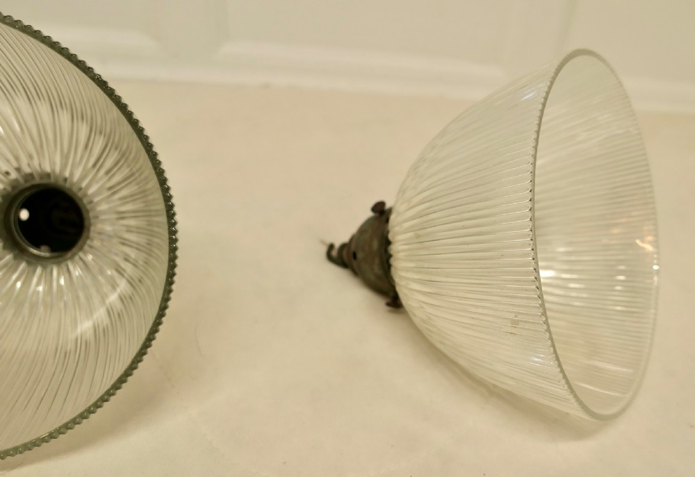 Pair of Edwardian Antique Holophane Ceiling Light Fittings  View V
