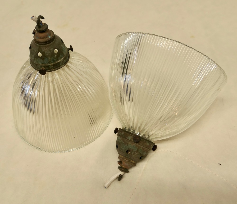Pair of Edwardian Antique Holophane Ceiling Light Fittings  View VIII