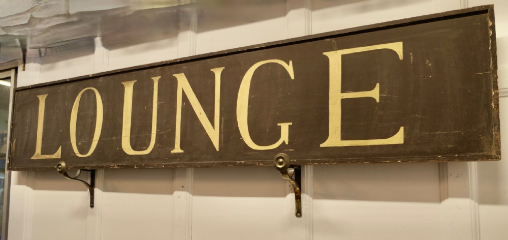 A Large 19th C Wooden Painted LOUNGE Sign  View II