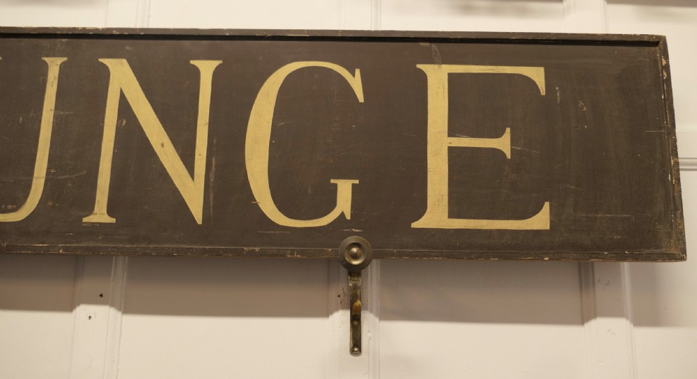 A Large 19th C Wooden Painted LOUNGE Sign  View V