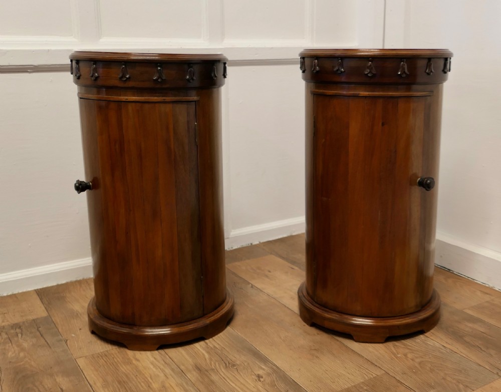 A Pair of Round Side Cabinets or Night Stands