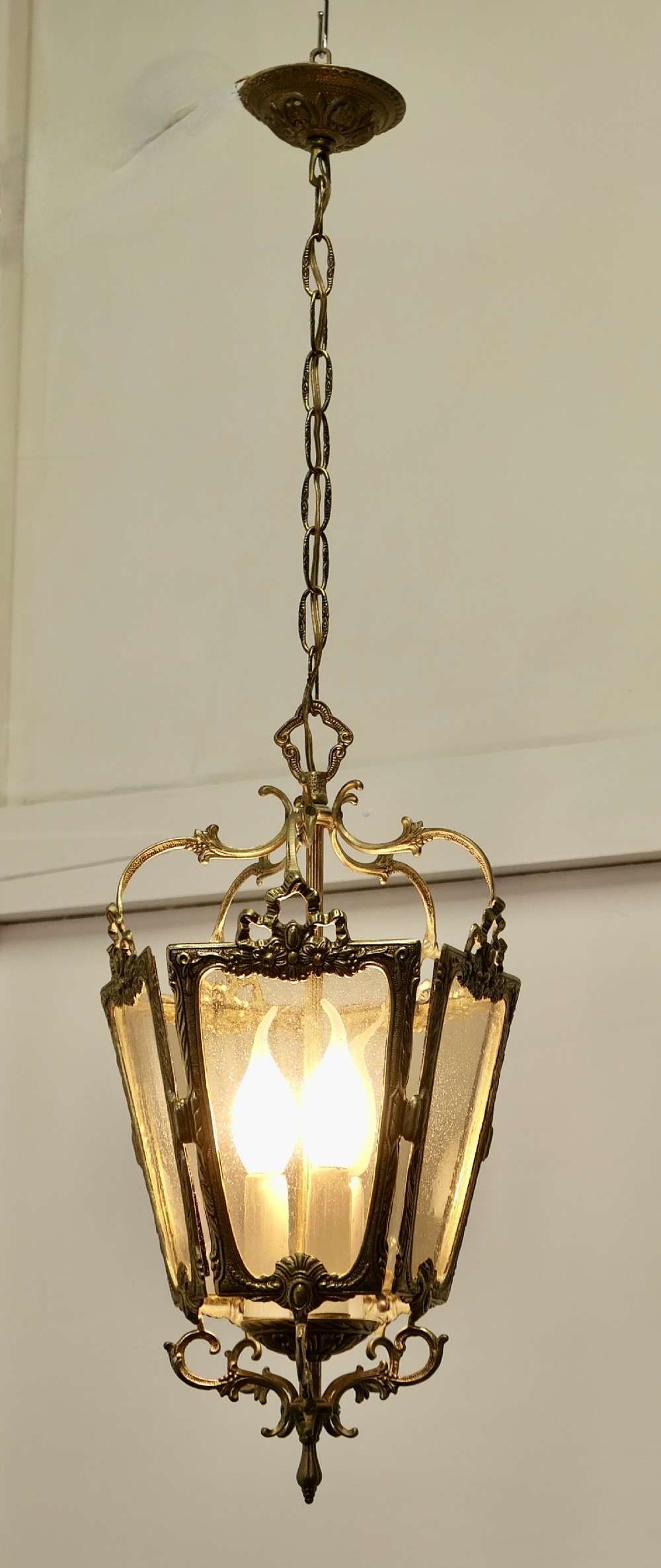 Decorative French Gilt Brass Lantern Pendant Light