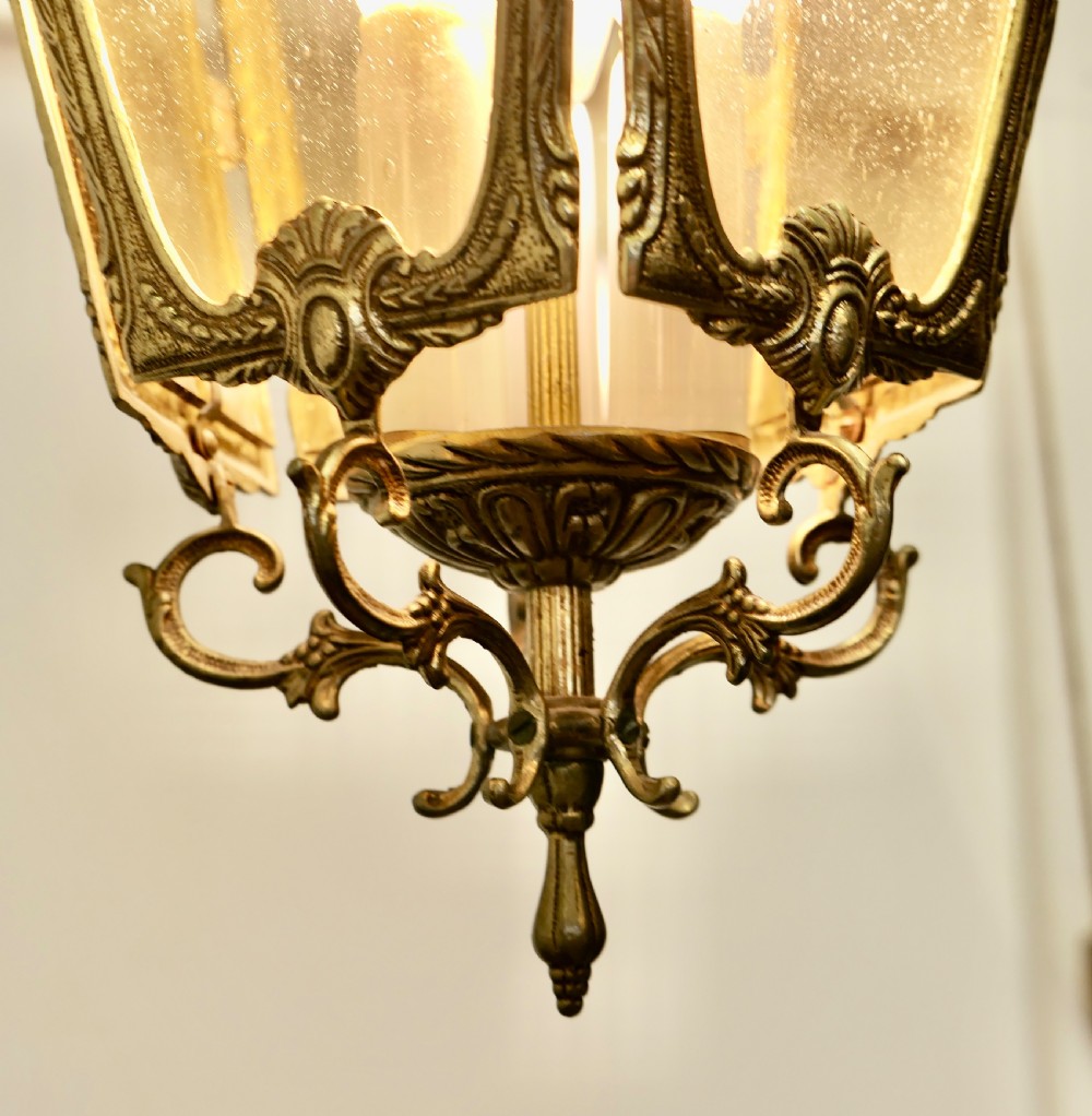 Decorative French Gilt Brass Lantern Pendant Light View VIII