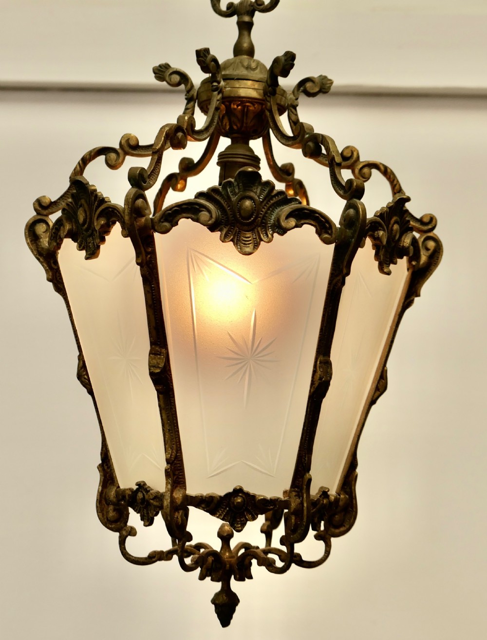 Decorative French Gilt Brass Lantern Pendant Light View II