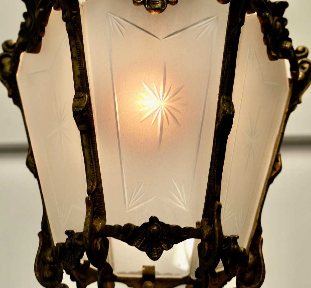 Decorative French Gilt Brass Lantern Pendant Light View III