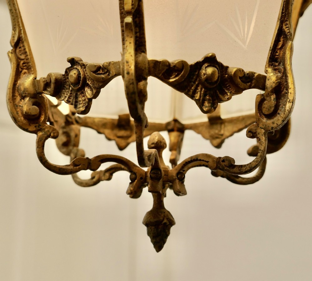 Decorative French Gilt Brass Lantern Pendant Light View V
