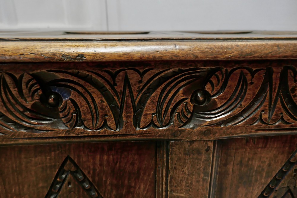 A Large 17th Century  Carved Oak Coffer  View IV